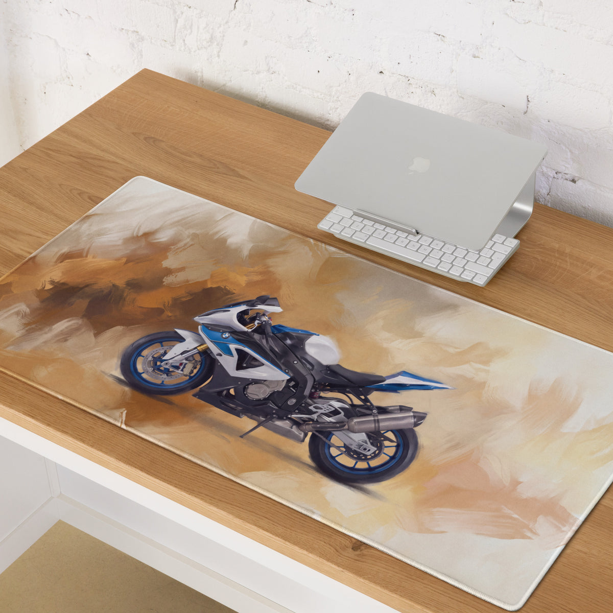 BMW S1000RR Inspired Gaming Desk Pad, Oversized Mouse Pad with Stitched Edges