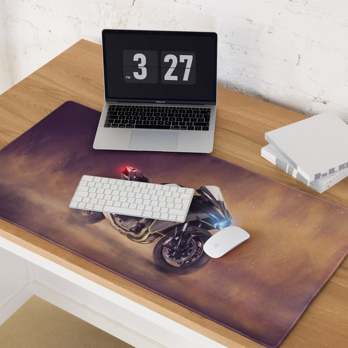 Kawasaki Ninja H2 Inspired Gaming Mousepad, Oversized Desk Pad with Stitched Edges
