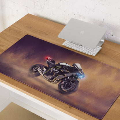 Kawasaki Ninja H2 Inspired Gaming Mousepad, Oversized Desk Pad with Stitched Edges