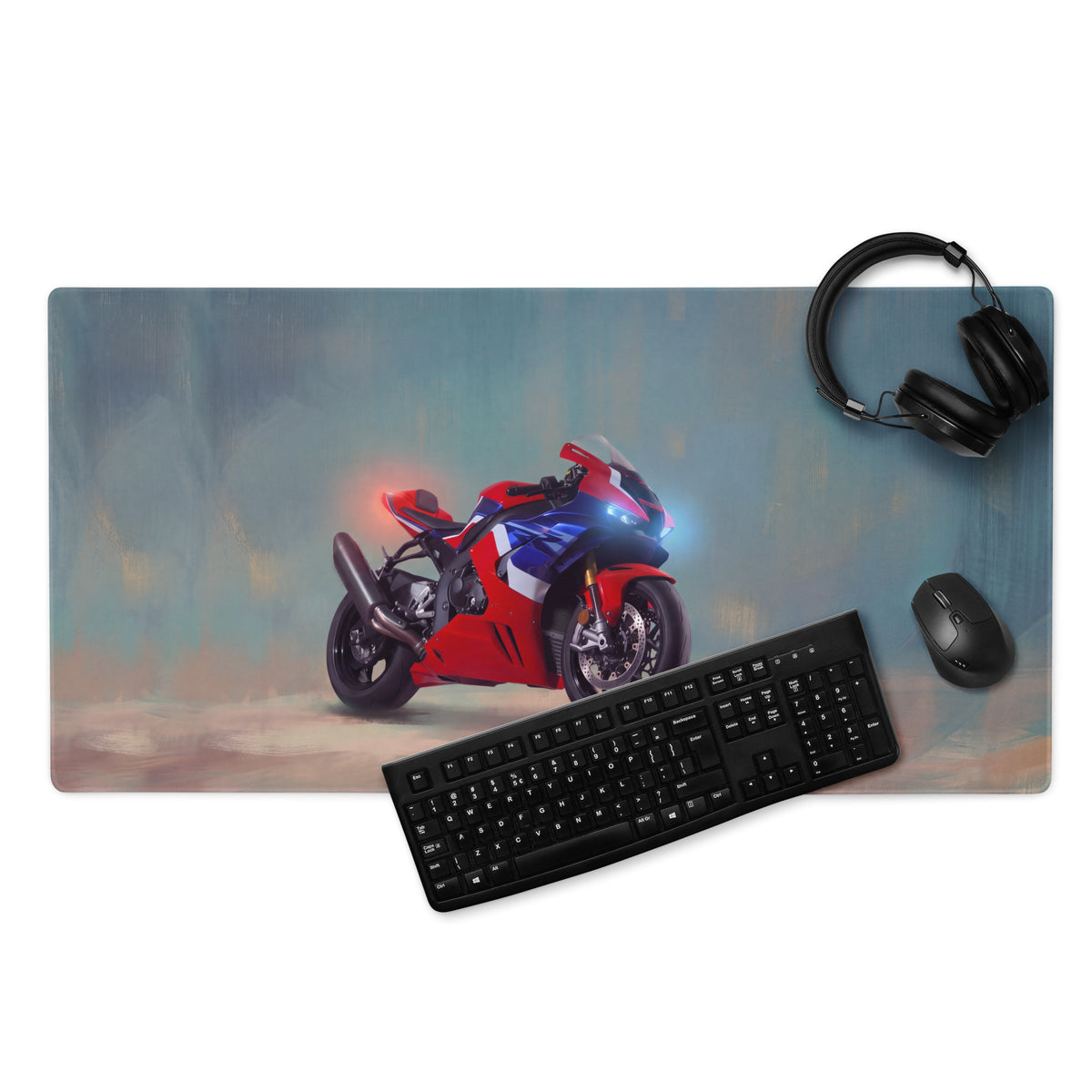 Honda Fireblade Inspired Gaming Desk Pad, Oversized Mouse Pad with Stitched Edges