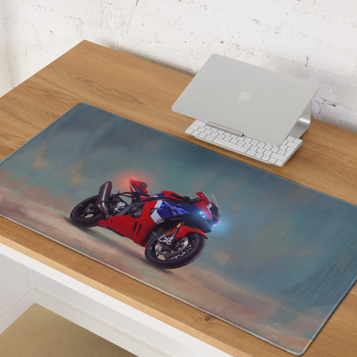 Honda Fireblade Inspired Gaming Desk Pad, Oversized Mouse Pad with Stitched Edges