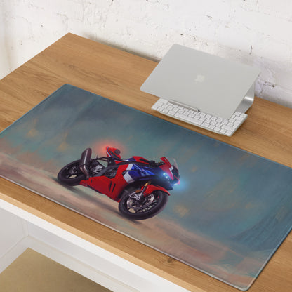 Honda Fireblade Inspired Gaming Desk Pad, Oversized Mouse Pad with Stitched Edges