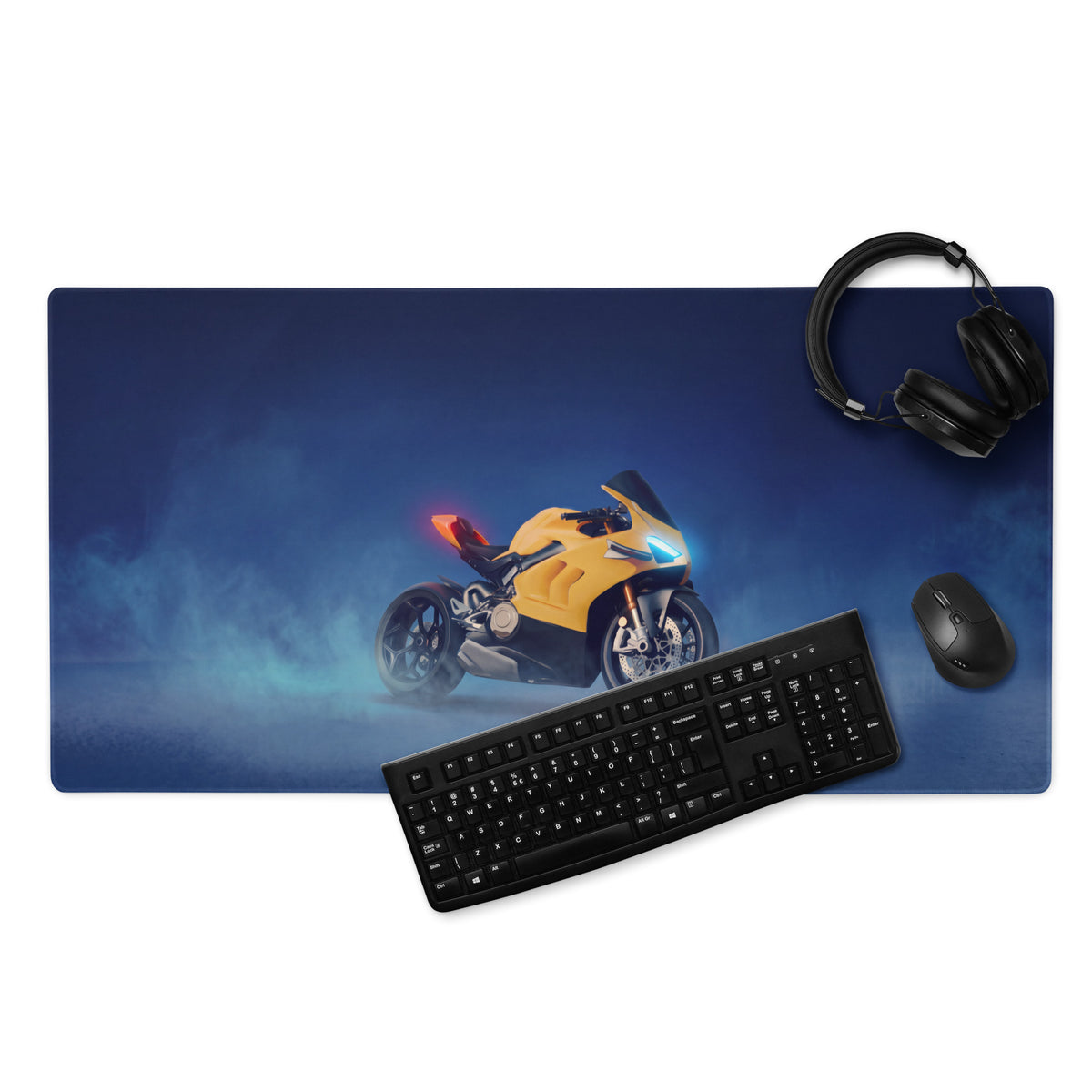 Ducati Panigale V4 Yellow Inspired Extra Large Desk Mat, Aesthetic Mousepad for Gamers