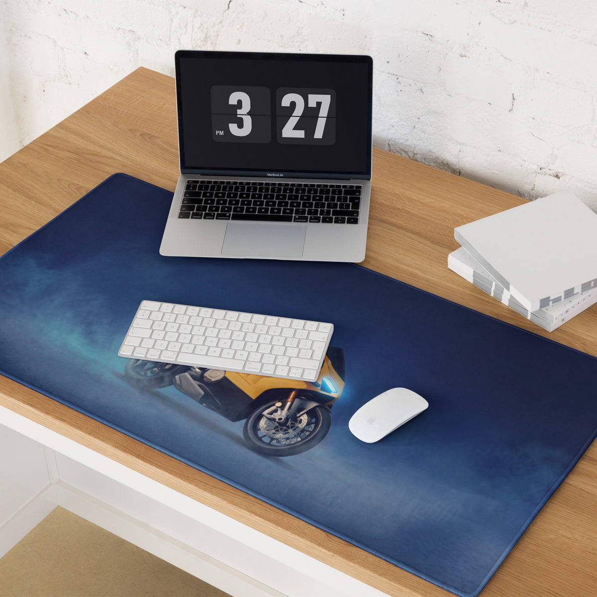 Ducati Panigale V4 Yellow Inspired Extra Large Desk Mat, Aesthetic Mousepad for Gamers