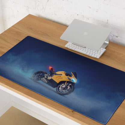 Ducati Panigale V4 Yellow Inspired Extra Large Desk Mat, Aesthetic Mousepad for Gamers