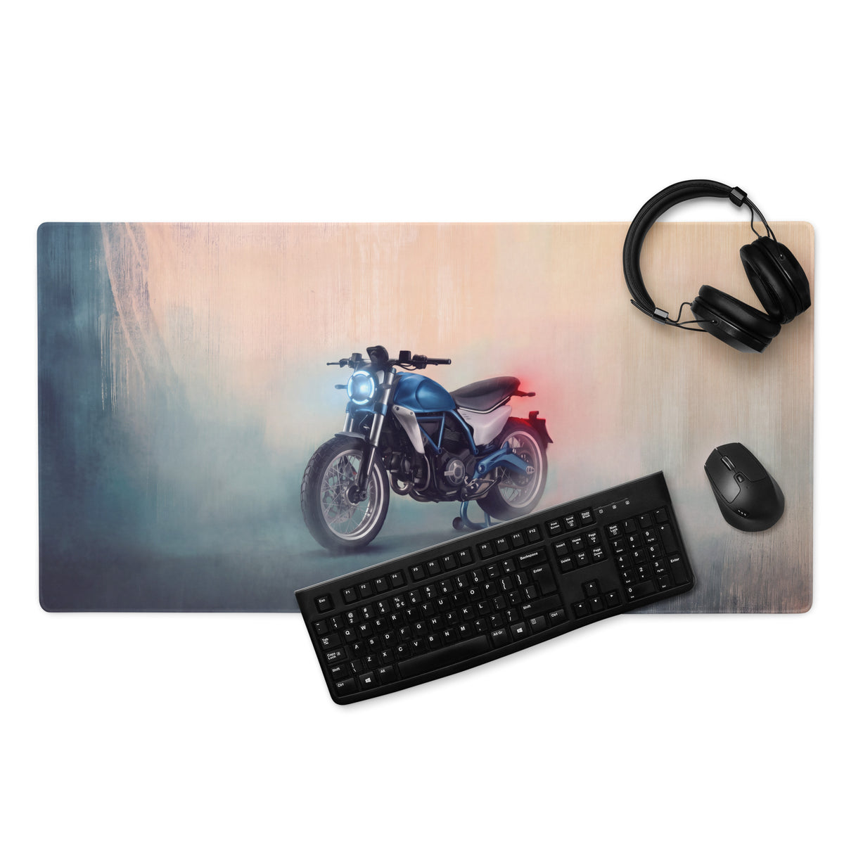 Ducati Scrambler Inspired Gaming Desk Pad, Oversized Mouse Pad with Stitched Edges