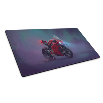 Red ducati panigale v4s inspired gaming mousepad with motorcycle graphic large extended desk mat for pc setup