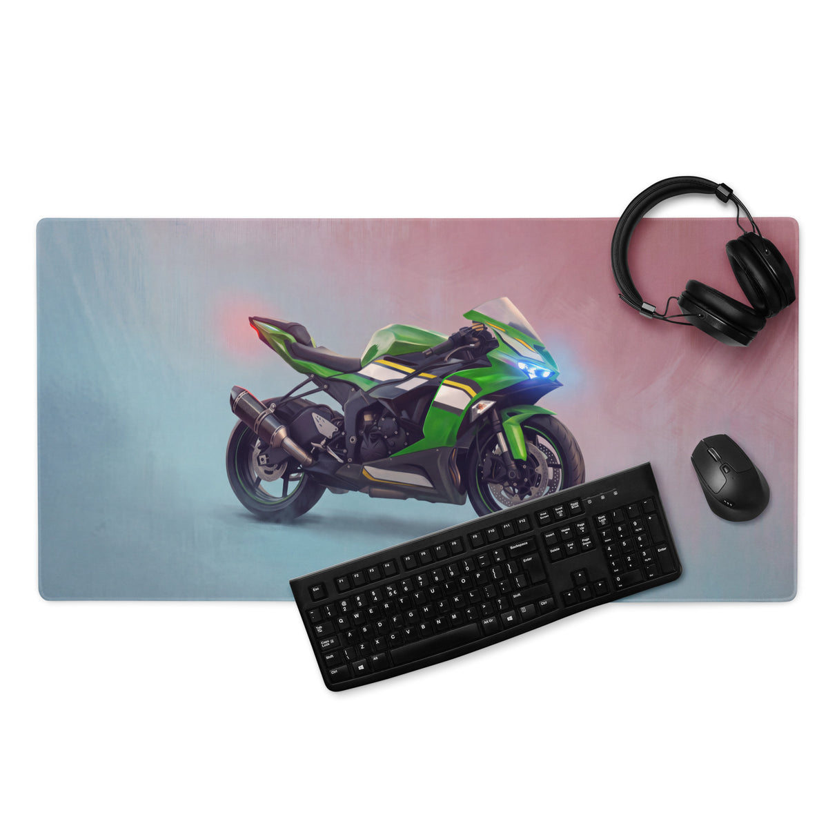 Kawasaki Ninja ZX-6R Inspired Extra Large Desk Pad, Aesthetic Mouse Mat for Gamers