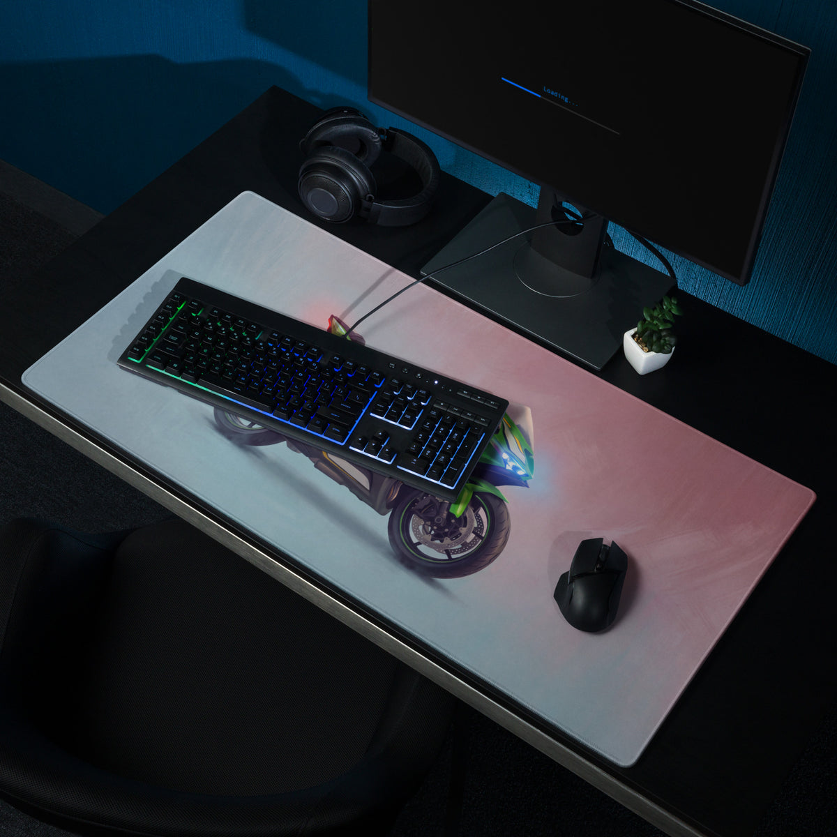 Kawasaki Ninja ZX-6R Inspired Extra Large Desk Pad, Aesthetic Mouse Mat for Gamers