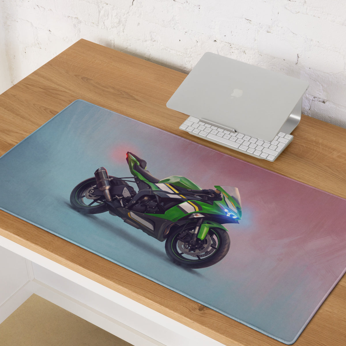 Kawasaki Ninja ZX-6R Inspired Extra Large Desk Pad, Aesthetic Mouse Mat for Gamers