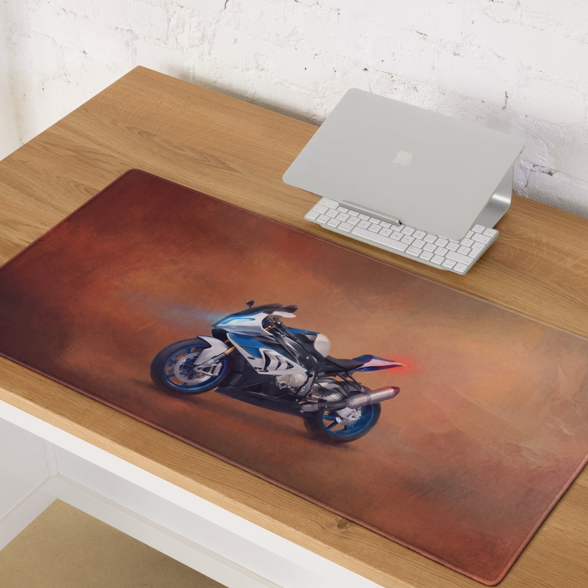 BMW S1000RR Inspired Gaming Desk Pad, Oversized Mouse Pad with Stitched Edges