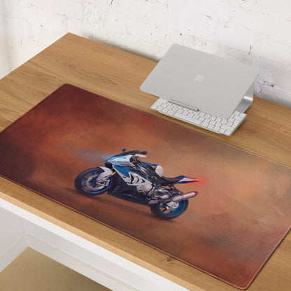 BMW S1000RR Inspired Gaming Desk Pad, Oversized Mouse Pad with Stitched Edges