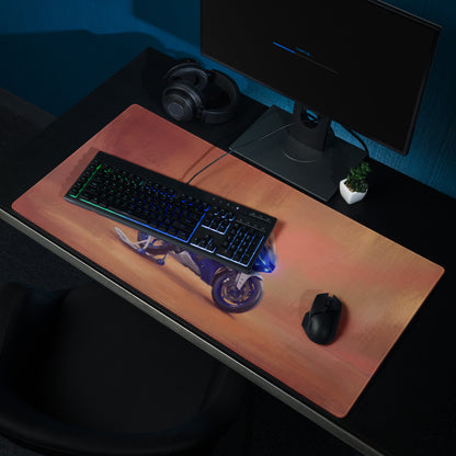 Yamaha R6 Inspired Extended Gaming Desk Mat, Racing Motorcycle Office Decor, Non-Slip Rubber Base