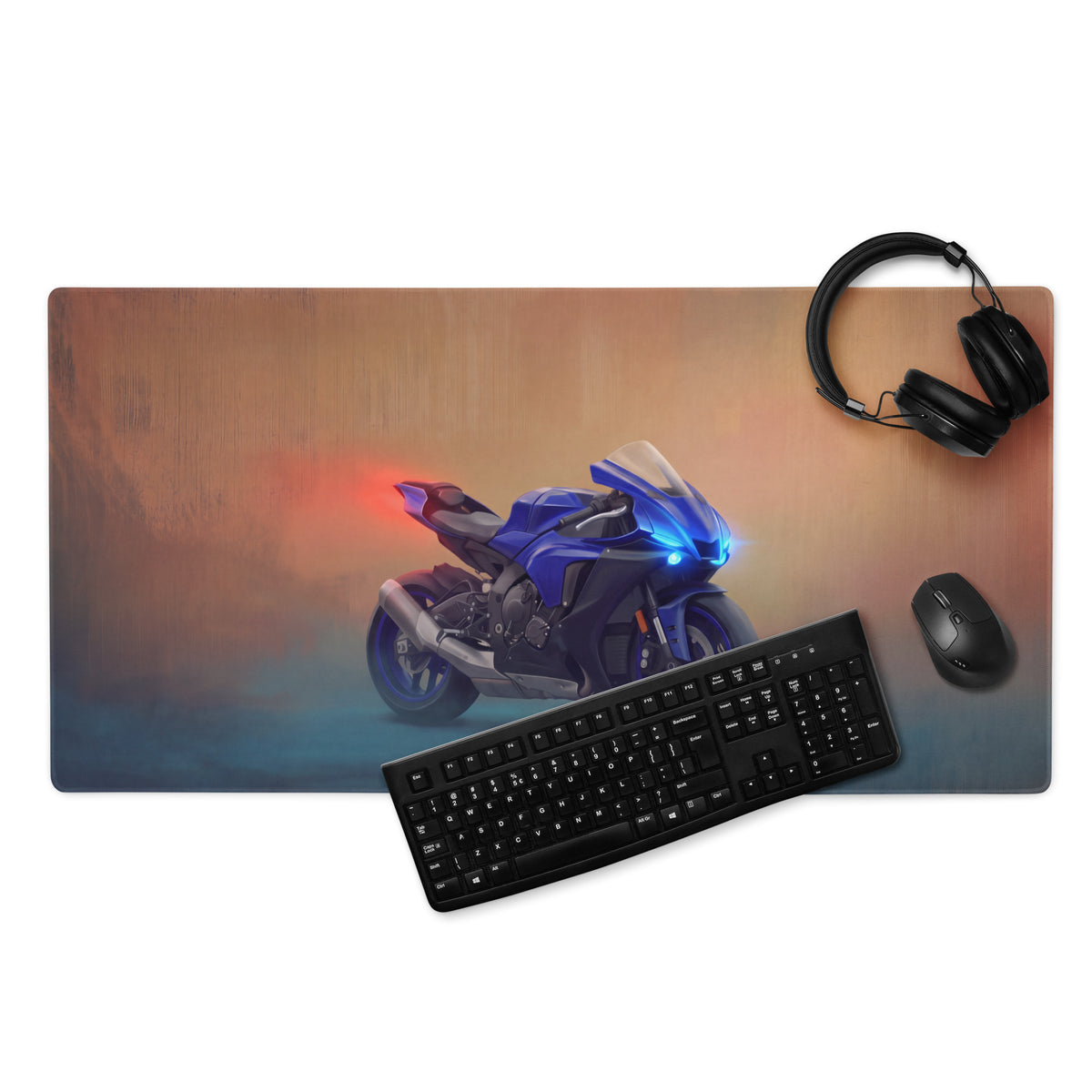 Yamaha R1 Inspired Large Gaming Mousepad, Sportbike Desktop Mat, Stitched Edges Gamer Gift
