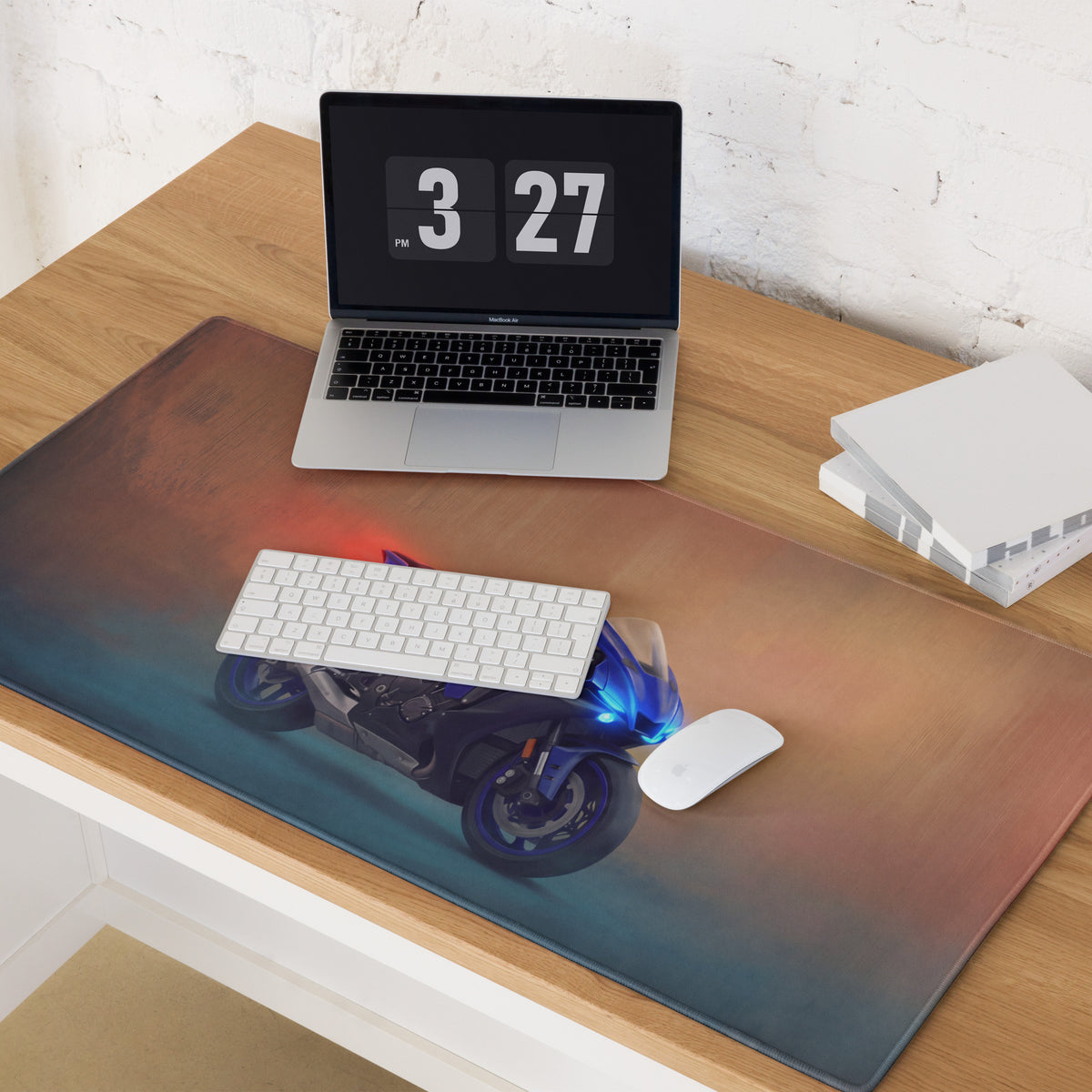 Yamaha R1 Inspired Large Gaming Mousepad, Sportbike Desktop Mat, Stitched Edges Gamer Gift