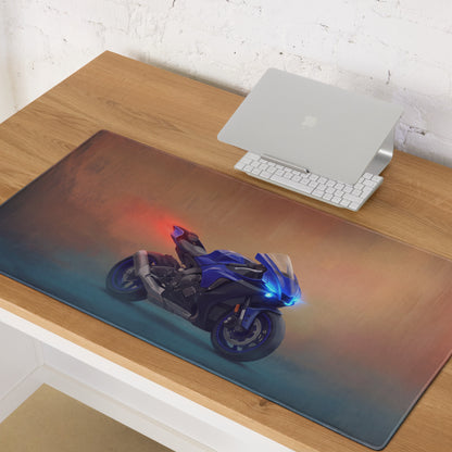 Yamaha R1 Inspired Large Gaming Mousepad, Sportbike Desktop Mat, Stitched Edges Gamer Gift