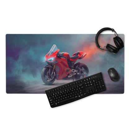 Ducati Panigale V4 Inspired Large Mouse Pad, Italian Racing Superbike Gamer Gift, Stitched Edges