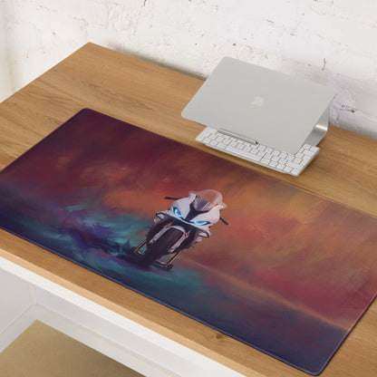 BMW S1000RR Inspired Gaming Desk Pad, Track Superbike Office Decor, Waterproof Rubber Base