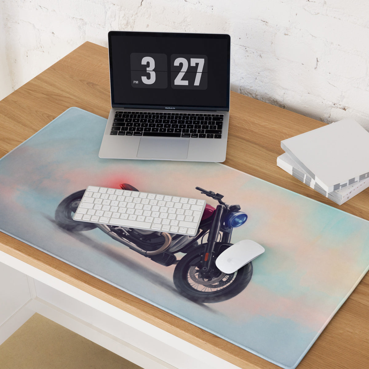 BMW R18 Inspired Extended Desk Mat, Retro Cruiser Motorcycle Office Decor, Non-Slip Gaming Accessory
