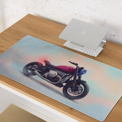 BMW R18 Inspired Extended Desk Mat, Retro Cruiser Motorcycle Office Decor, Non-Slip Gaming Accessory