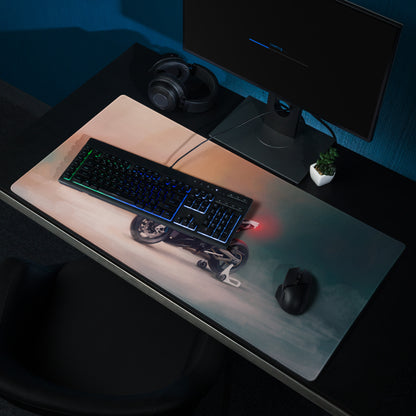 BMW S1000RR Inspired Large Mouse Pad, Racing Sportbike Office Setup, Stitched Edges