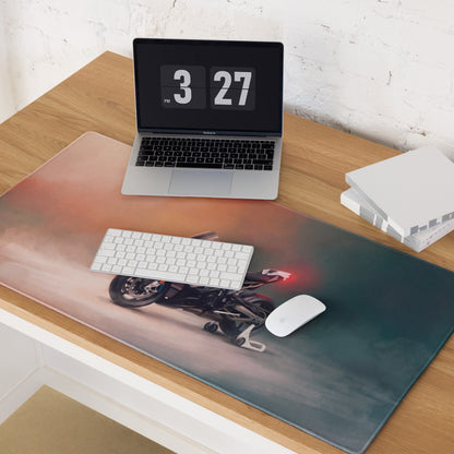 BMW S1000RR Inspired Large Mouse Pad, Racing Sportbike Office Setup, Stitched Edges