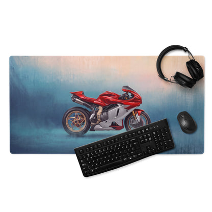 MV Agusta Superveloce Inspired Extra Large Gaming Mousepad, Italian Superbike Office Decor, Non-Slip Stitched Edges