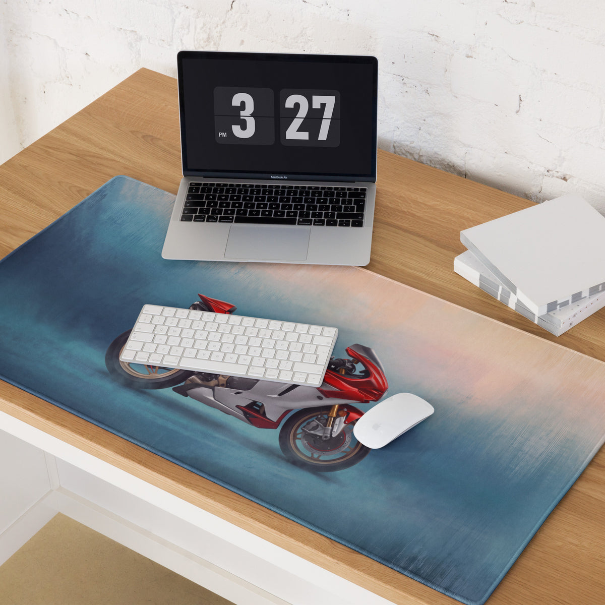 MV Agusta Superveloce Inspired Extra Large Gaming Mousepad, Italian Superbike Office Decor, Non-Slip Stitched Edges