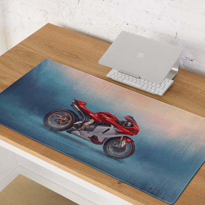 MV Agusta Superveloce Inspired Extra Large Gaming Mousepad, Italian Superbike Office Decor, Non-Slip Stitched Edges