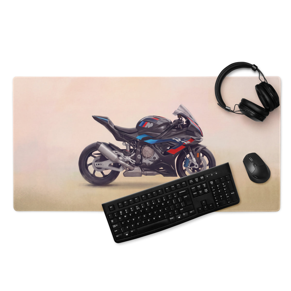 BMW M1000RR Inspired Extended Desk Mat, Track Superbike Gamer Gift, Smooth Tracking Surface