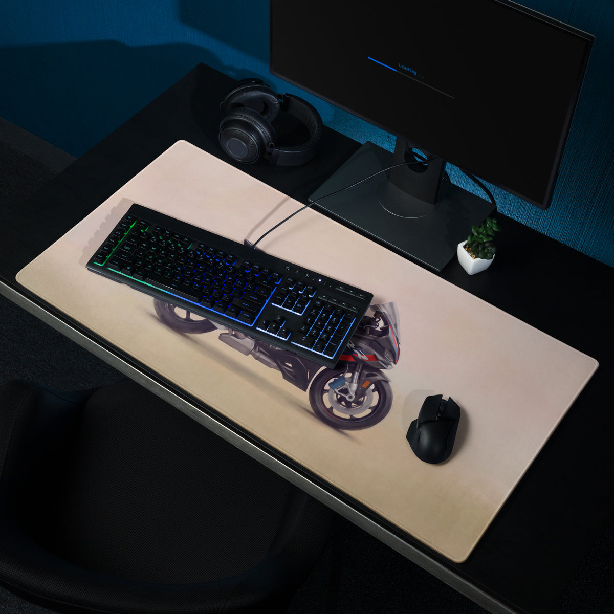 BMW M1000RR Inspired Extended Desk Mat, Track Superbike Gamer Gift, Smooth Tracking Surface