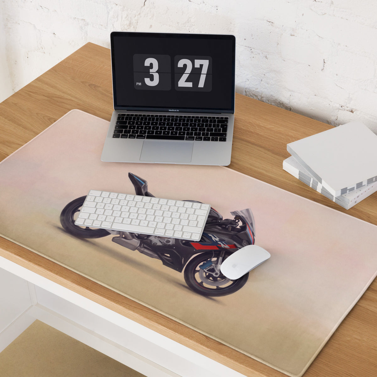 BMW M1000RR Inspired Extended Desk Mat, Track Superbike Gamer Gift, Smooth Tracking Surface