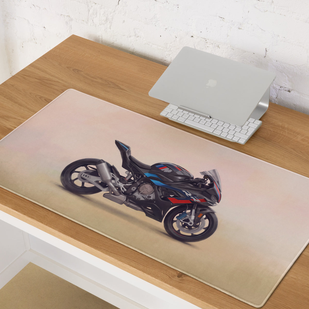 BMW M1000RR Inspired Extended Desk Mat, Track Superbike Gamer Gift, Smooth Tracking Surface