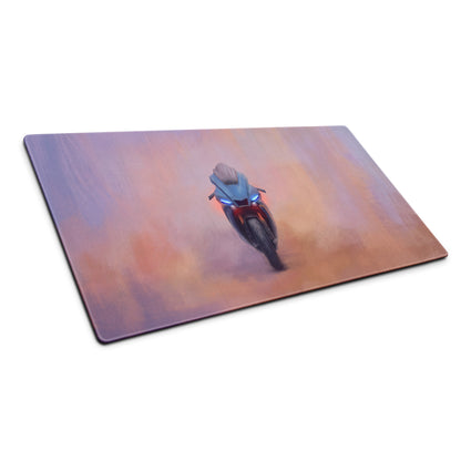 Yamaha R1 Inspired Large Mouse Pad, Racing Motorcycle Setup, Waterproof Rubber Base