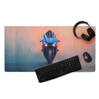 Yamaha YZF-R1 Inspired Giant Desk Mat, Supersport Office Accessory, Stitched Edges