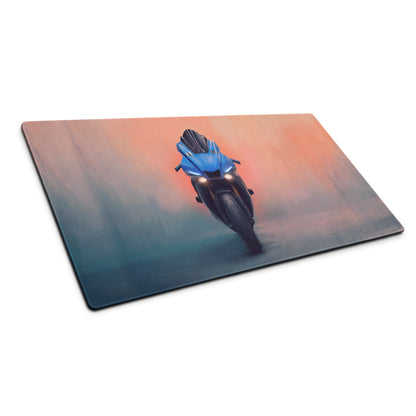 Yamaha YZF-R1 Inspired Giant Desk Mat, Supersport Office Accessory, Stitched Edges
