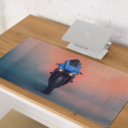 Yamaha YZF-R1 Inspired Giant Desk Mat, Supersport Office Accessory, Stitched Edges