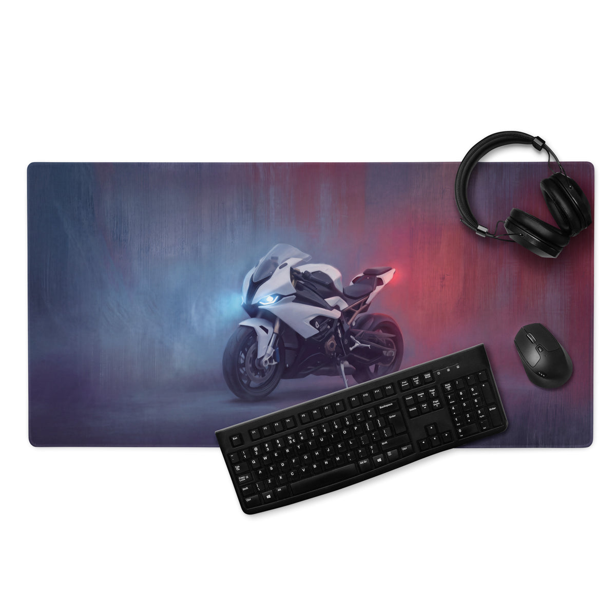 BMW S1000RR Inspired Extended Gaming Desk Mat, Track Superbike Office Decor, Non-Slip Base