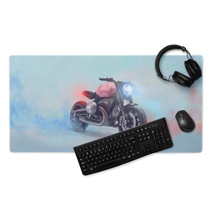 BMW R18 Inspired Giant Desk Mat, Classic Cruiser Motorcycle Gamer Gift, Stitched Edges Mousepad