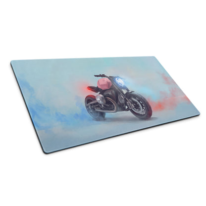 BMW R18 Inspired Giant Desk Mat, Classic Cruiser Motorcycle Gamer Gift, Stitched Edges Mousepad