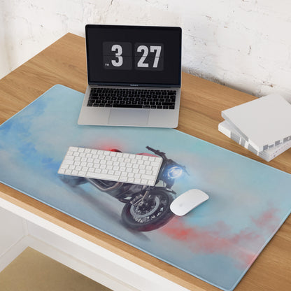 BMW R18 Inspired Giant Desk Mat, Classic Cruiser Motorcycle Gamer Gift, Stitched Edges Mousepad