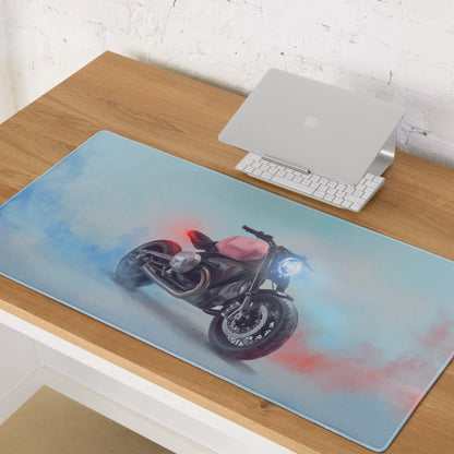 BMW R18 Inspired Giant Desk Mat, Classic Cruiser Motorcycle Gamer Gift, Stitched Edges Mousepad