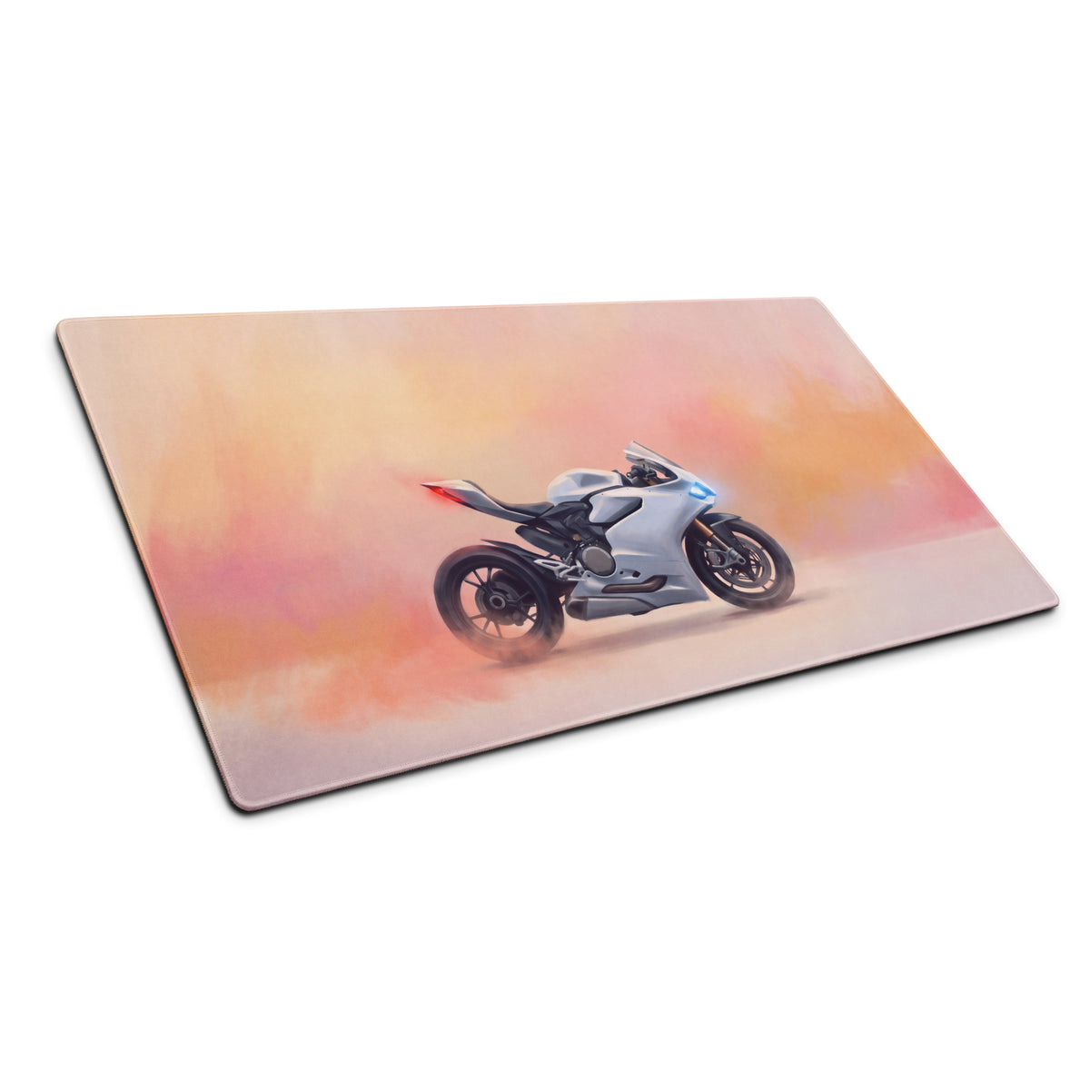 Ducati Panigale White Inspired Giant Desk Mat, Italian Superbike Office Setup, Precision Tracking