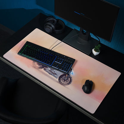 Ducati Panigale White Inspired Giant Desk Mat, Italian Superbike Office Setup, Precision Tracking