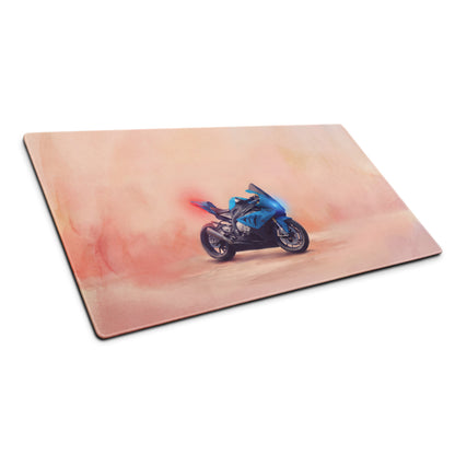 Blue sport motorcycle graphic printed on a rectangular waterproof bmw s1000rr inspired large mouse pad