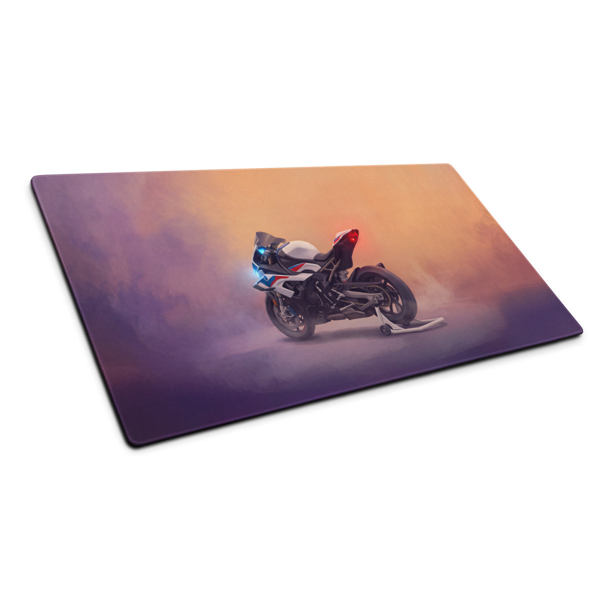 BMW S1000RR Inspired Giant Desk Mat, Track Sportbike Office Setup, Smooth Tracking
