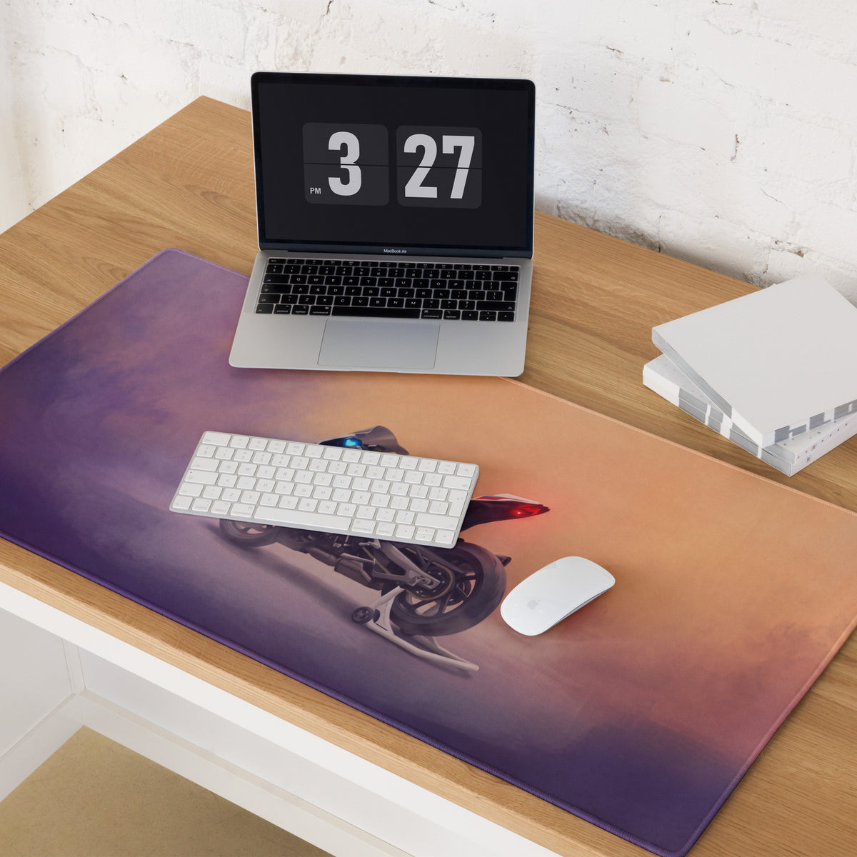BMW S1000RR Inspired Giant Desk Mat, Track Sportbike Office Setup, Smooth Tracking