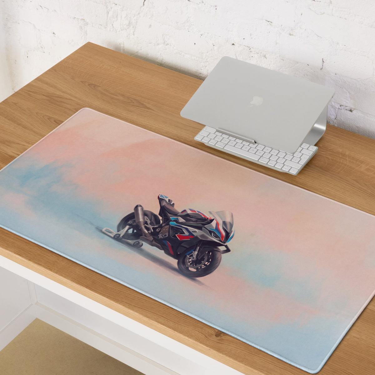 BMW M1000RR Inspired Extra Large Gaming Mousepad, Motorsport Office Setup, Waterproof Rubber Base