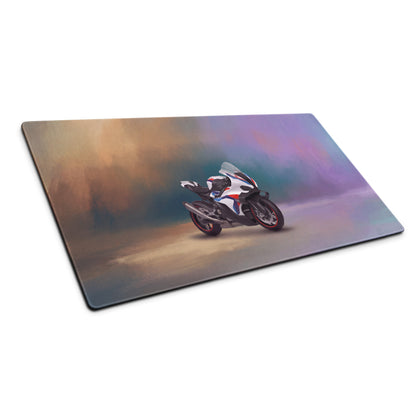 BMW M1000RR Inspired Extended Desk Mat, Racing Superbike Office Decor, Smooth Tracking Surface