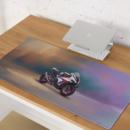 BMW M1000RR Inspired Extended Desk Mat, Racing Superbike Office Decor, Smooth Tracking Surface
